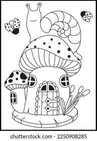 Mushroom House Coloring Pages for kids