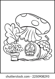 Mushroom House Coloring Pages for kids