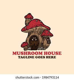 mushroom house design logo vector