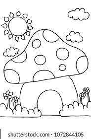 Mushroom house. Doodle.