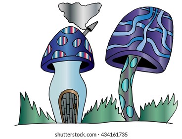 Mushroom House. Doodle Style.
