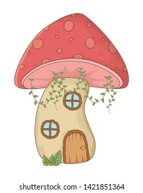 Mushroom house of fairytale design vector illustration