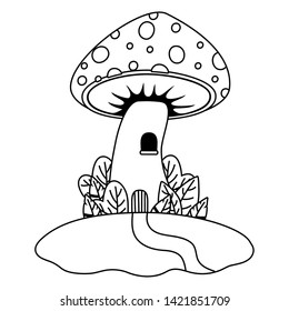 Mushroom house of fairytale design vector illustration