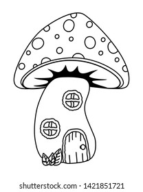 Mushroom house of fairytale design vector illustration