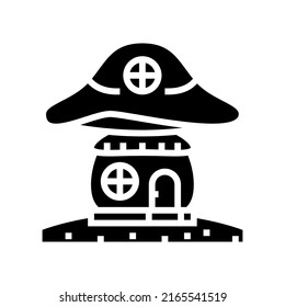 mushroom house glyph icon vector. mushroom house sign. isolated contour symbol black illustration