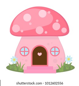 Mushroom house icon, cartoon style. Isolated on white background. Vector illustration