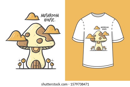 Mushroom house illustration graphic t shirt vector design