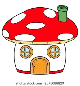 mushroom house illustration hand drawn isolated vector