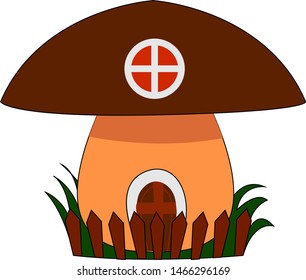 Mushroom house, illustration, vector on white background.