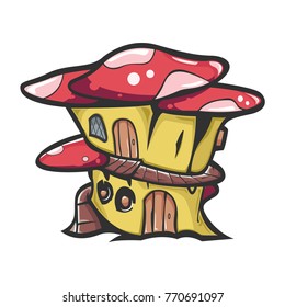 Mushroom House Level Vector Illustration