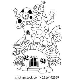 Mushroom house   snells the top outline artwork coloring pages