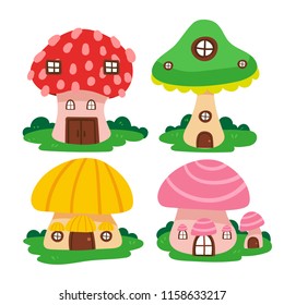 mushroom house vector collection design