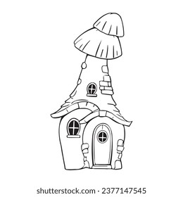 mushroom house vector illustration fairy tale house coloring page castle 