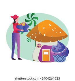 Mushroom house Vector Illustration that can be easily modified or edit