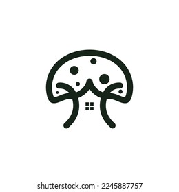 mushroom house vector logo design