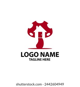 mushroom house vector logo design
