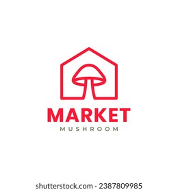 mushroom house vegetable store modern simple minimal line style logo design vector icon illustration