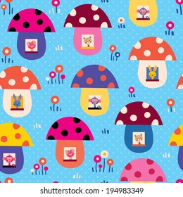 mushroom houses kids pattern