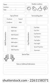 Mushroom Hunting Log Book for Kids Manuscript Size: 6 x 9 inches