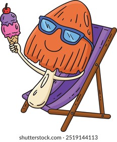 Mushroom with Ice Cream Cartoon Colored Clipart 
