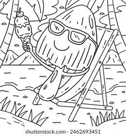 Mushroom with Ice Cream Coloring Page for Kids