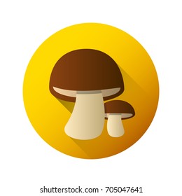 Mushroom icon against the background of a circle. Flat design. Symbol for your web site design, logo, app, UI. Vector illustration.