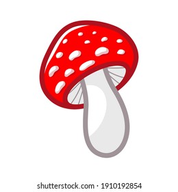 Mushroom icon. Amanita Muscaria (fly agaric) sign. Magic mushroom symbol. Vector illustration isolated on white background