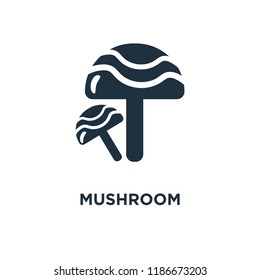Mushroom icon. Black filled vector illustration. Mushroom symbol on white background. Can be used in web and mobile.