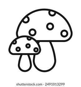 mushroom icon Black line art vector logo