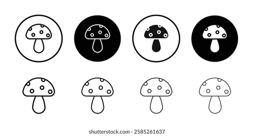 Mushroom icon Black line art vector logo set