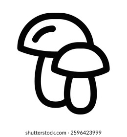 Mushroom icon, black outline vector illustration. Editable stroke.