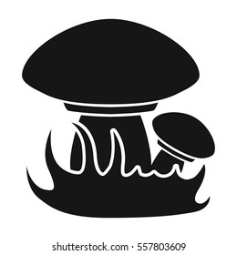Mushroom icon in black style isolated on white background. Picnic symbol stock vector illustration.