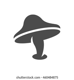 Mushroom icon in black and white grey single color. Fungi autumn fall