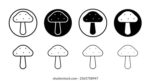 mushroom icon Black and white outline vector