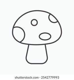 Mushroom icon in black and white outlined stroke