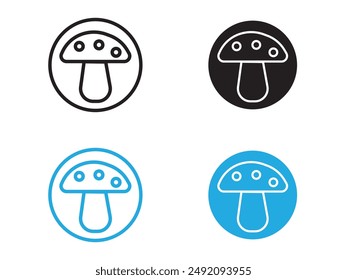 mushroom icon black and white vector outline sign