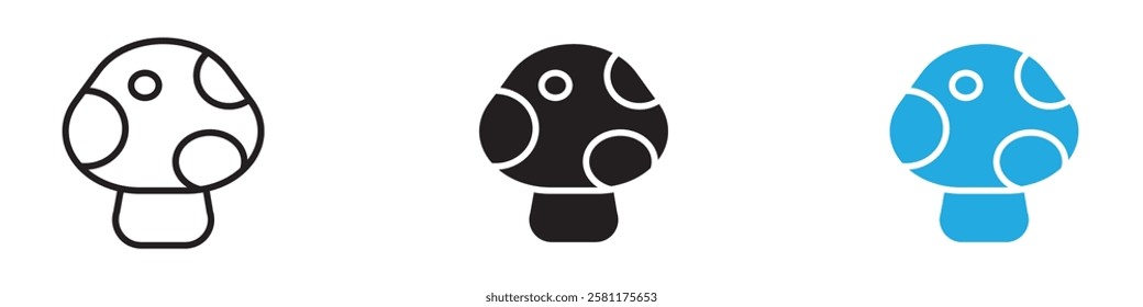 Mushroom icon black white vector outline