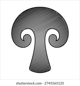 Mushroom Icon, Mushroom With Cap And Stipe Vector Art Illustration