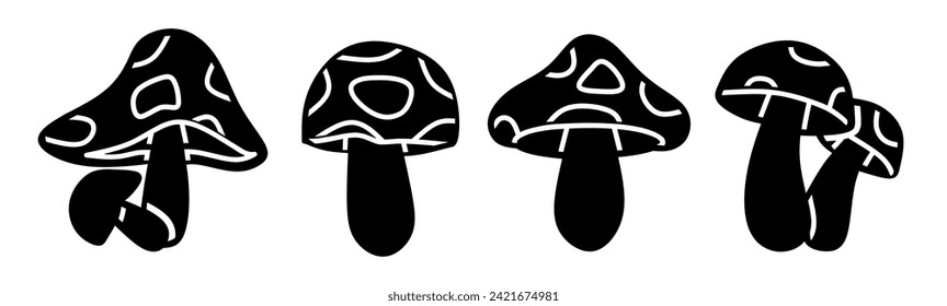 Mushroom icon collection. Stock vector illustration.