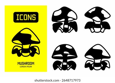 Mushroom icon. Collection vector illustration of icons for business. Black icon design.