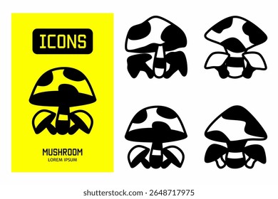 Mushroom icon. Collection vector illustration of icons for business. Black icon design.