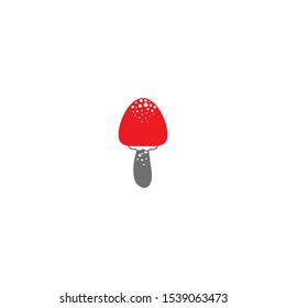 Mushroom icon. death cup mushroom illustration. funguses. toadstool. Halloween sticker isolated on white. Vector illustration.