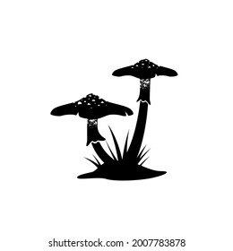 Icono de hongo. ilustración de champiñón de la taza de defunción. hongo. toadstool. Etiqueta de Halloween aislada en blanco. Ilustración vectorial. Naturaleza salvaje, bosque otoñal.