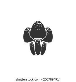 Mushroom icon. death cup mushroom illustration. fungus. toadstool. Halloween sticker isolated on white. Vector illustration. Wild nature, autumn forest.