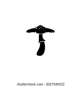 Mushroom icon. death cup mushroom illustration. fungus. toadstool. Halloween sticker isolated on white. Vector illustration. Wild nature, autumn forest.