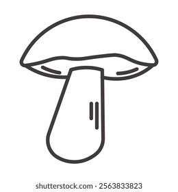 Mushroom Icon Depicting an Edible Fungus in Black and White