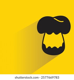 mushroom icon with drop shadow on yellow background