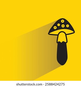 mushroom icon with drop shadow on yellow background