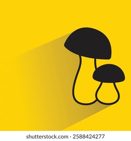 mushroom icon with drop shadow on yellow background