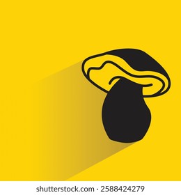 mushroom icon with drop shadow on yellow background